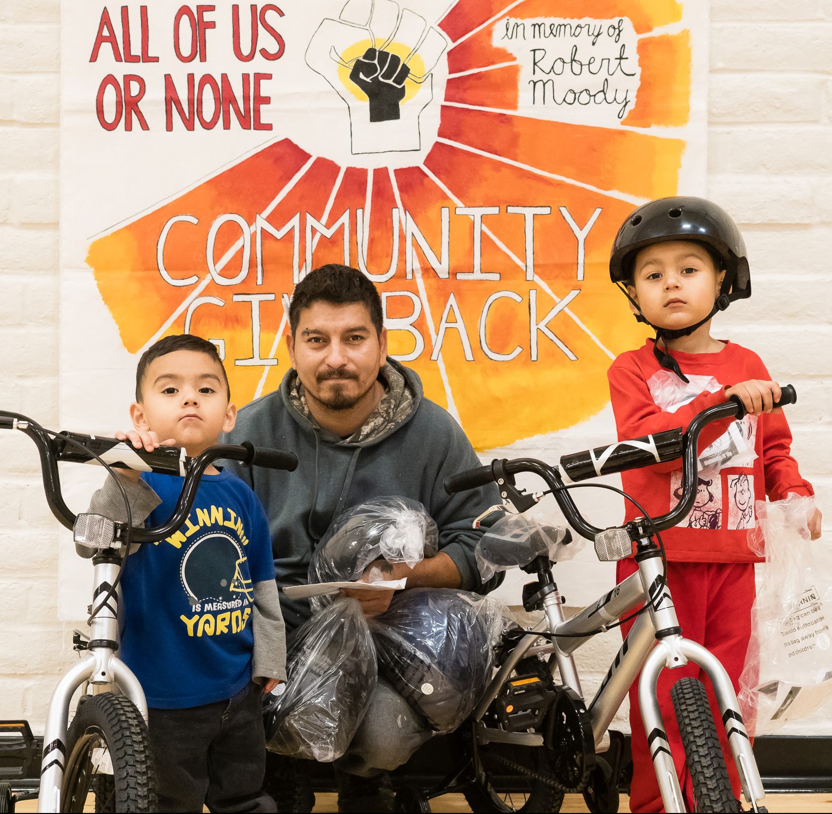 Annual Bike Give-Back by All Of Us or None, an organization of previously incarcerated people, with a lot of other volunteer help.  Every year AUON gives away bicycles to children of people currently incarcerated.